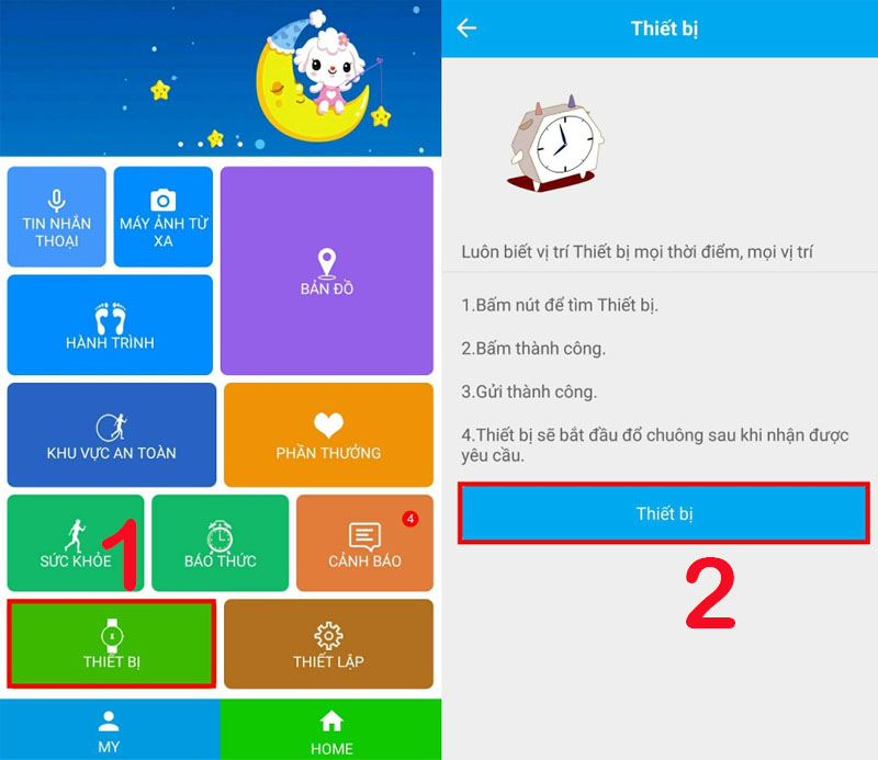 V&agrave;o Thiết bị > Chọn Thiết bị